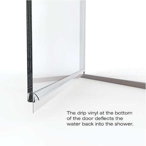 Miniatura 10 de Basco INFN00A2872XPBN Infinity - Puerta de ducha con columpio, níquel cepillado, 27.0625-28 pulgadas de ancho x 72 pulgadas de alto, cristal