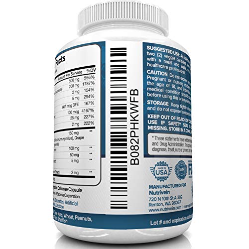 Nutrivein AREDS 2 Eye Vitamins - Supports Eye Strain, Dry Eyes - Award Winning Lutein and Zeaxanthin Plus Bilberry Extract - All-Natural Eye Health Booster Supplement for Adults, Kids, Men and Women