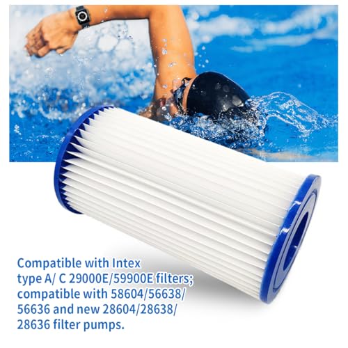 YanBan Wymienne filtry typu A/C kompatybilne z wkładem filtrującym Best-way 58012, zestaw 2 filtrów pompy basenowej do wkładów filtrujących typu bestway