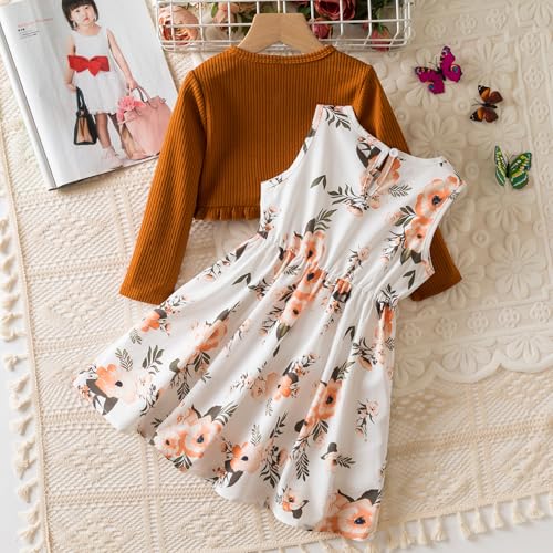 HNXDYY Toddler Girl Sleeveless Dress and Cardigan Set2