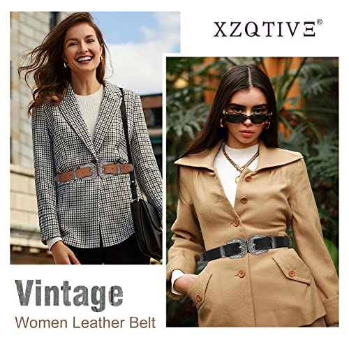 Xzqtive Women Leather Belt Ladies Vintage Western Belt Retro Cowgirl Leather Belt Black Waist Belt For Pants Jeans Dresses #TOP1