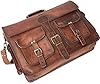 DHK Sac à bandoulière vintage fait main en cuir pour homme 45,7 cm, marron, Large #2