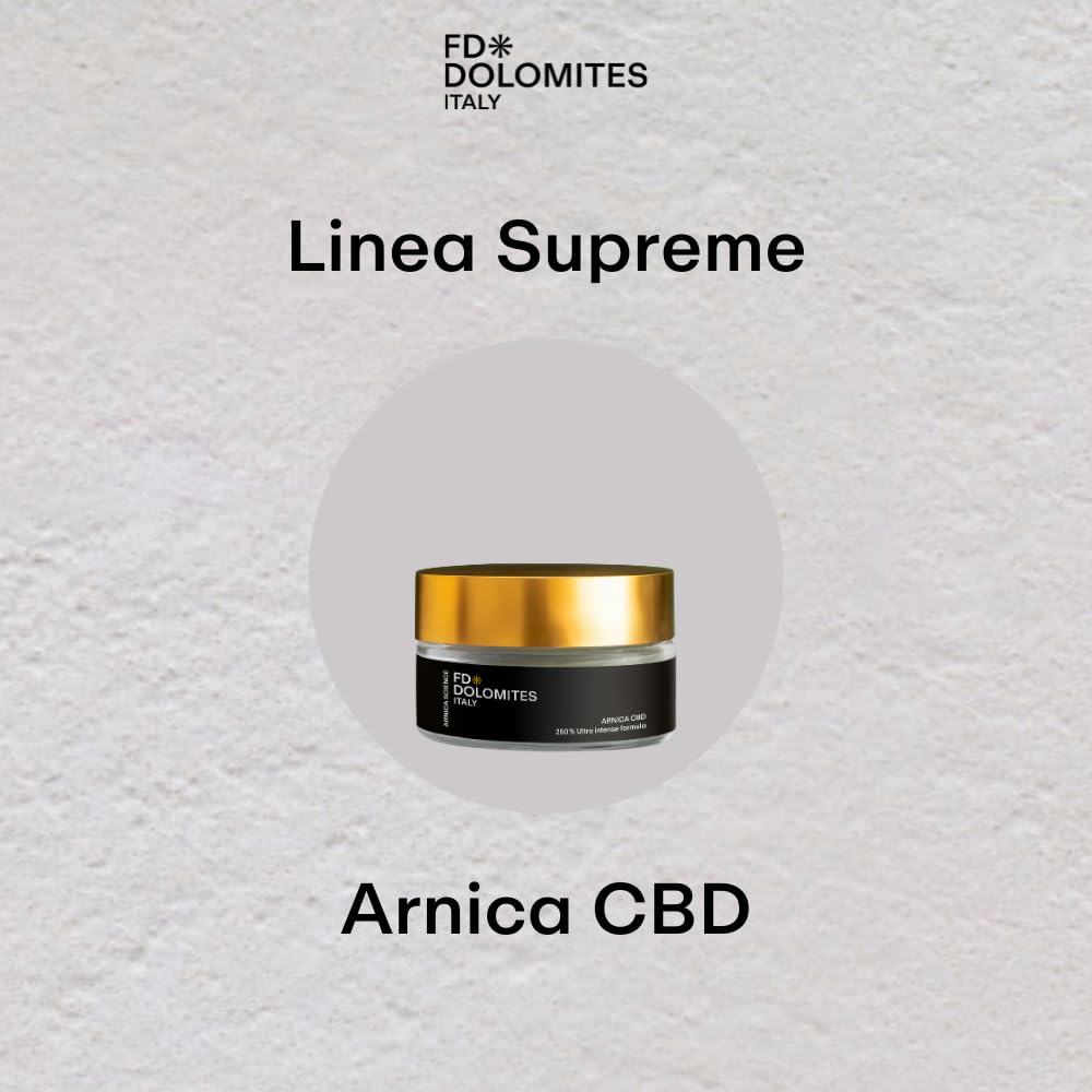 FD Dolomites - Crema Arnica CBD - Con Arnica Montana, CBD e Consolida, Profumo Golden Herbs Alpino,100ml, Uso Esterno.