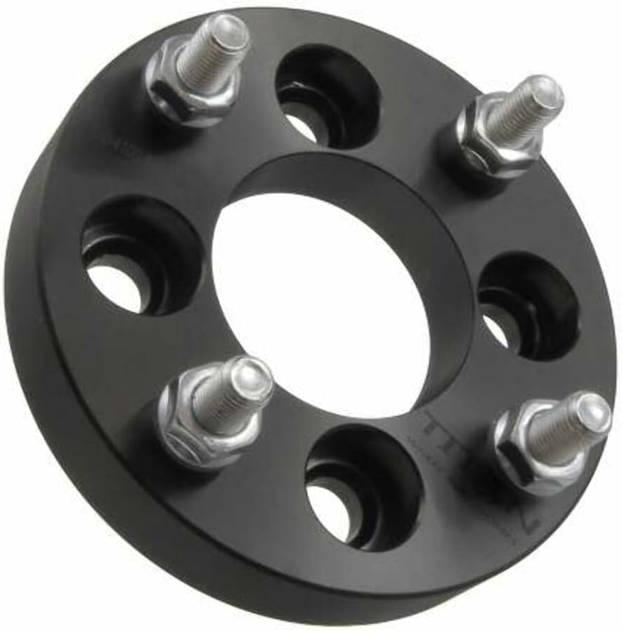 1" 4x100 to 4x4.5 Wheel Adapters - Change Pattern 4x100 to 4x114.3, Fits Honda Civic Fits Acura Integra Fits Mazda Miata - 1 Inch (25mm), 12x1.5 Studs - Pair of 2 - Black