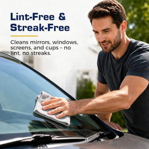 Image of GLIMGLINT Microfiber Cleaning Cloth 100 Pack, Reusable Paper Towels 11 x 9 | Lint Free & Ultra Absorbent Cleaning Rags for Car, Home, Kitchen, Glass & Screen, Washable Shop Towel Rag with Box Grey