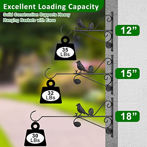 Atkke Adjustable Wall Plant Hanger(12 To 18 Inch), Bird Feeder Hook Hangers Telescopic Metal Hanging Basket Brackets For Plant Pot Hummingbird Feeder Wind Chimes Lantern String Lights, 2 Pack #TOP3