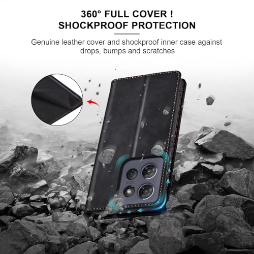 Image of Jasonyu Flip Wallet Case for Moto G Power /Play (2025),Leather Magnetic Folio Cover with Card Holder,Kickstand - TPU Shockproof Durable Protective Phone Case,Black