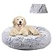 Letto rotondo per animali domestici, calmante nido di peluche caldo morbido cuscino ciambella coccola gatto cane cucciolo comodo per dormire inverno (100 cm, grigio chiaro)