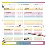 TOBJA Haushaltsplaner magnetisch für 2 Personen (29,7x29,7 cm) – Wochenplaner magnetisch als Putzplan für den Haushalt – abwischbare Magnetfolie inkl. Stift – Aufgabenplan & Familienplaner bunt