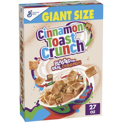Cinnamon Toast Crunch Breakfast Cereal, Crispy Cinnamon Cereal, Giant Size, 27 oz