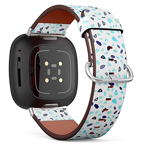 CJBROES Replacement Leather Watch Band, Compatible with Fitbit Versa 3 and Fitbit Sense of Wristband Bracelet Accessory - blue template