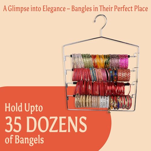 Image of ROLLYWARE Premium Bangle Organizer for Storage /Wall /Dressing Table, Made with 100% Stainless Steel, Anti- Slip, Durable & Sturdy, Holding Capacity of 400 Bangles or 35 Dozen