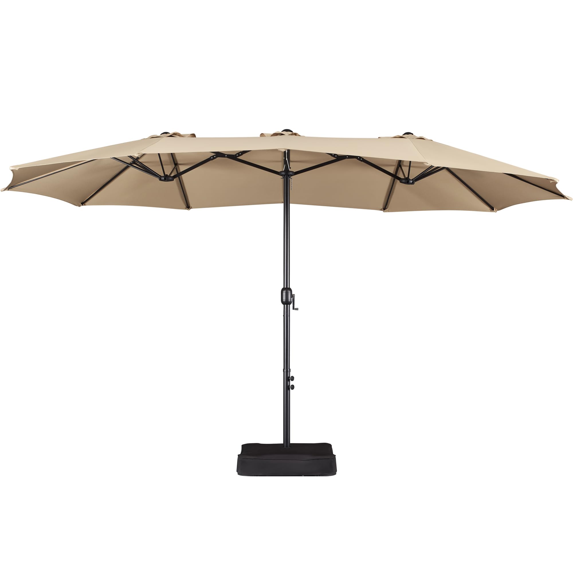 Yaheetech Sombrilla de Jardín con Base 12 Varillas Extragrande 447x265cm | Dodecagonal Grande,Protección UV,Mástil de 4,8 cm, Incluye Base y Bolsas de Arena,Ideal para Terraza/Patio/Piscina/Fiestas