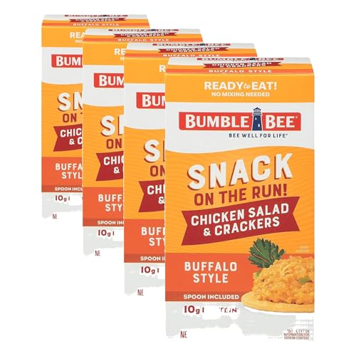 Image of Bumble Bee Snack On The Run Buffalo Chicken Salad with Crackers Kit, 3.5 oz - Ready to Eat, Spoon Included - Shelf Stable & Convenient Protein Snack (Pack of 4)
