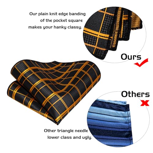 Image of 5PCS Mens Premium Silk Tie, Pocket Square, Cufflinks, Drilled Tie Ring and Lapel Pin Set for Wedding Groom Party