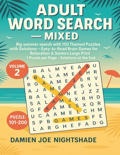 WORD SEARCH FOR ADULTS (LARGE PRINT): 100 Themed Puzzles with Solutions — Easy-to-Read Brain Games for Relaxation & Seniors vol.2