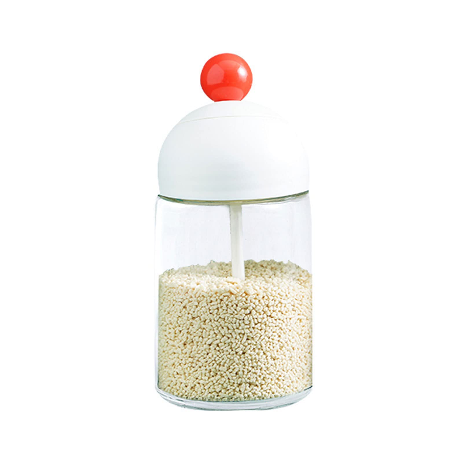 Hsioluted Glass Jars Salt Pepper Condiment Bottle with Lid Kitchen Condiment Cruet Storage Container 3 Colors Jars with Lids and Spoons for Oil