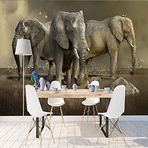 Papier peint éléphant canevas auto-adhésif HD 350x256 cm