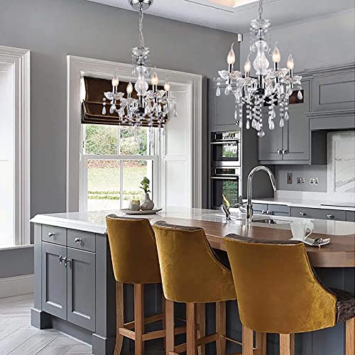 Papaya Crystal Chandeliers Clear Acrylic Chandelier Mini 4-Lights Pendant Lighting Modern Hanging Light Fixtures For Girl's Room,Dining Rooms #TOP1