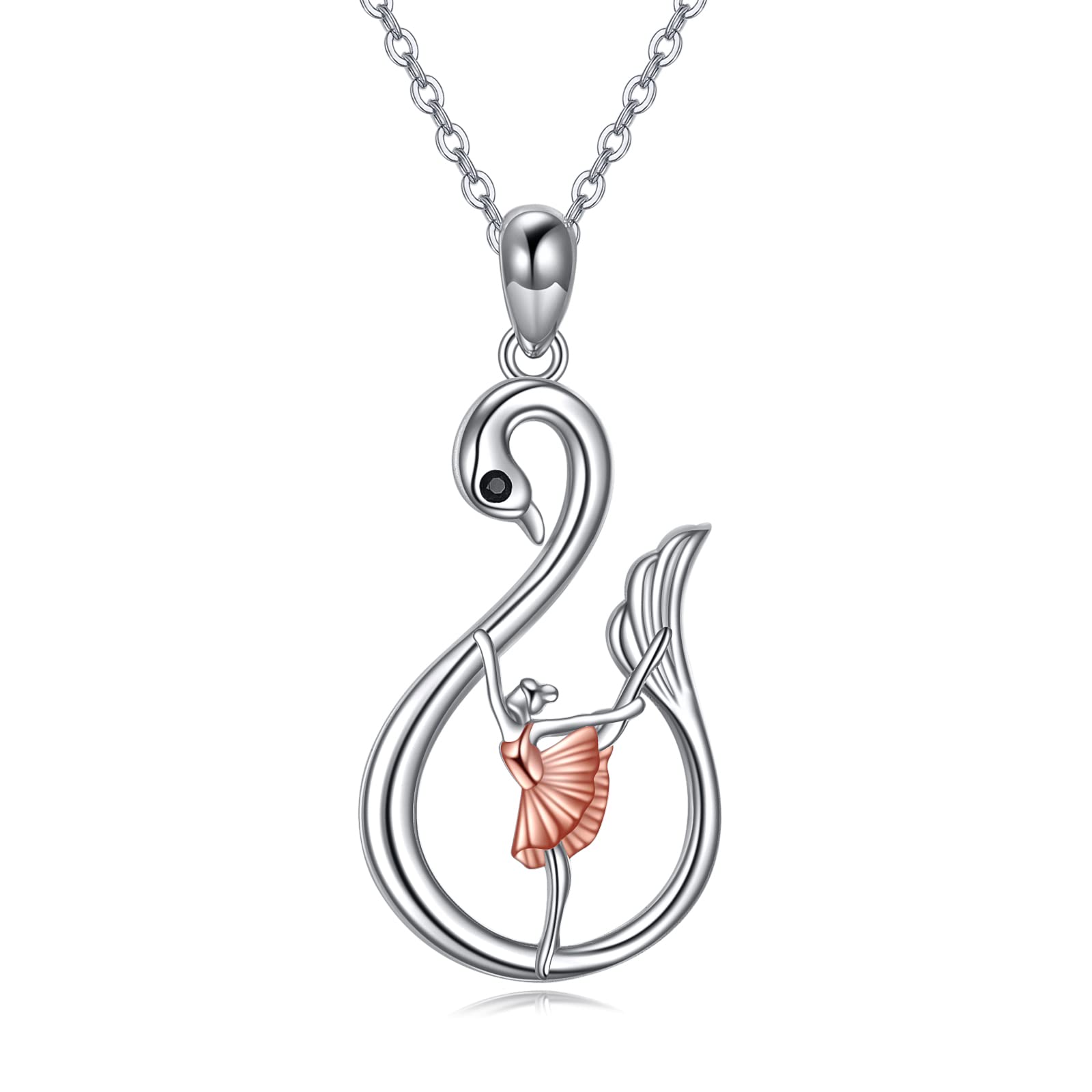 YFN Cadena de bailarina de plata de ley 925, colgante de ballet, collar de bailarina, joyas para mujeres y niñas, regalos de ballet, Medio, Plata esterlina, No aplicable