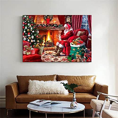 Findemo Christmas Santa Claus Poster Decorative Painting Canvas Wall Art Living Room Posters Bedroom Painting 16X24Inch(40X60Cm) #TOP5