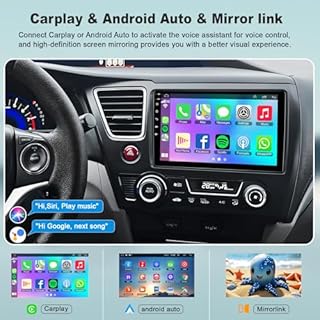 8 Core 6GB+128GB Car Radio for Honda Civic 2013-2017(Only US Version),9 Inch QLED Screen Civic Stereo with Carplay&Android Auto,WiFi,GPS Navigation,Bluetooth5.0,FM&AM Radio