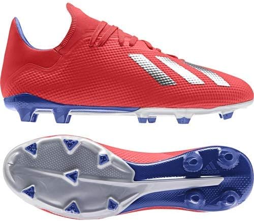 adidas Men's X 18.3 Firm Ground, Active Red/Silver Metallic/Bold Blue, 9.5 M US