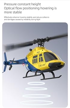 RC ERA A60 Bell 206 RC Helicopter for Adults, 1/42 Scale Single Rotor Flapless RC Helicopter, 6G 6CH Remote Control Aircraft Model with Altitude Hold & One-Key Takeoff Landing (RTF/2Battery)