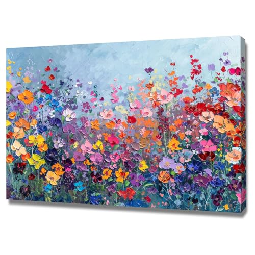 Décoration murale fleur colorée et impression sur toile salon 50x70
