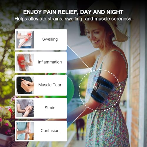 Bicep Tendonitis Brace with Support Bar - 2 Pack Arm Compression Sleeve Tricep Bicep Support Bands for Upper Arm Pain Relief, Muscle Strains & Inflammation, Fits Men/Women(Black,Large) - Image 3