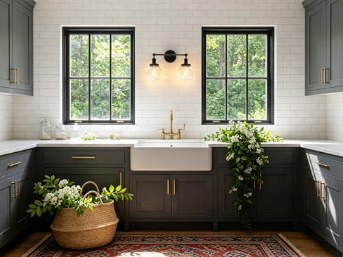 Image of Phansthy Vintage Wall Sconce with Switch, 180 Degree Adjustable Hardwired Bathroom Vanity Light, Industrial Wall Light with 5.9 inch Globe Glass Shade for Living Room Kitchen (Black, 2-Light)