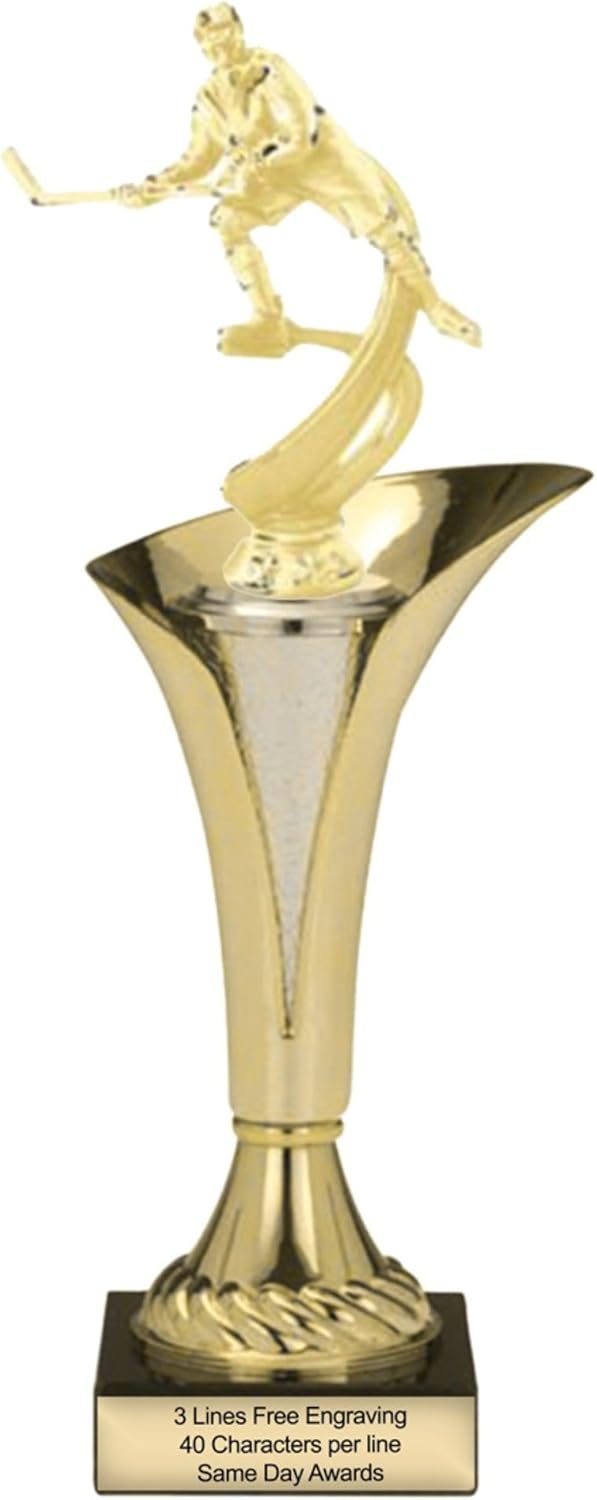 Typhoon Hockey Trophy Cup – Premium Gold Motion Figure Award with Marble Base – Custom 3-Line Engraving Included – Perfect for Youth & Adult Hockey Teams, MVPs, and Tournaments