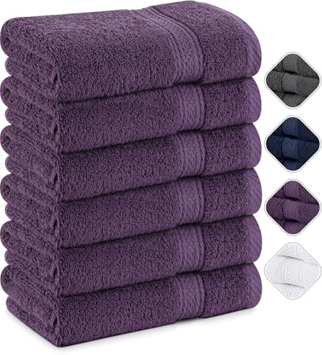 Utopia Towels - Juego De 6 Toallas De Mano 50 X 100 Cm , Toalla Manos Altamente Absorbentes Con Gancho, 100 Algodón Ciruela