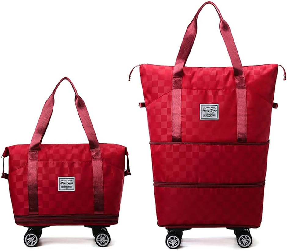 Rolling Duffle Bag with Wheels Foldable Luggage Bag Expandable Carry on Bag with Detachable Casters Dry Wet Separation Duffle Bag for Women & Men