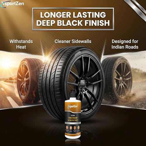 Image of Ultra Tyre Polish & Protectant 500ml | Shine Liquid | Deep Black Gloss, UV & Crack Protection | Non-Greasy Tyre Care for Cars & Bikes (Double Pack - 500 ml x 2)