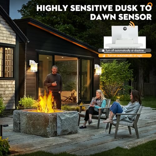 Image of Outdoor Wall Lights for House Exterior, Dusk to Dawn Porch Lights Outdoor, Waterproof Matte Black Front Door Light Fixture & Garage Lighting with Wall Mount Sconce(White)