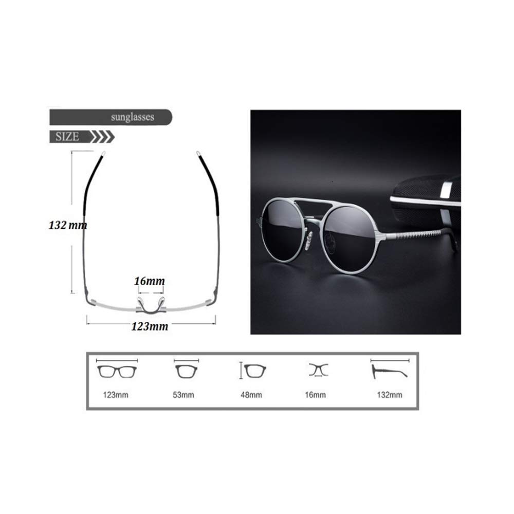 Gafas de Sol Marco de gafas sol polarizadas retro redondo los hombres aluminio y magnesio Gafas conducción para Uso en Exteriores