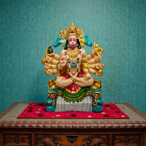 Image of Panchmukhi Hanuman for Door Entrance - Hanuman Murti - Hanuman Idol for Home Decor & Office - Panchmukhi Hanuman - (25 Cm) (Multicolor - 882)