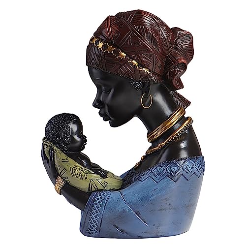 SXSZZXL African Mother and Child Figurines Brown