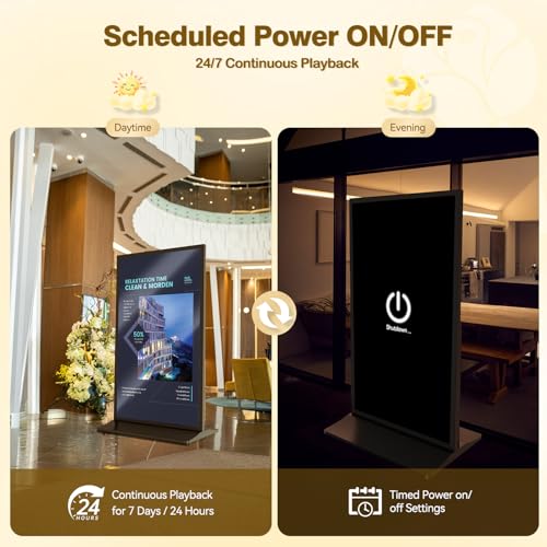 Image of MWE 75 Inch Full Screen Digital Signage Display, Indoor Advertising Display Kiosk, 4K UHD, Split Screen, Android OS, WiFi, CMS Remote Management, for Retail Business