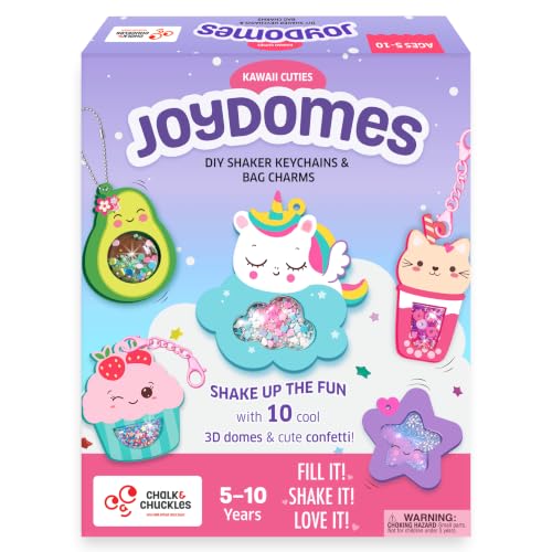 Image of Chalk and Chuckles Joydomes - DIY Shaker Keychain & Bag Charm Making Kit, Kawaii 3D Confetti Art & Craft Activity, Mess-Free Creative Toy, Birthday Gift for Girls & Boys Ages 5, 6, 7, 8, 9, 10