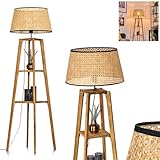Breite: 45 cm | Höhe: 148 cm | Länge: 45 cm | Material der Leuchte: Holz | Material des Schirms: Korbgeflecht, Rattan | Farbe der Leuchte: Naturfarben | Farbe des Schirms: Naturfarben, Schwarz