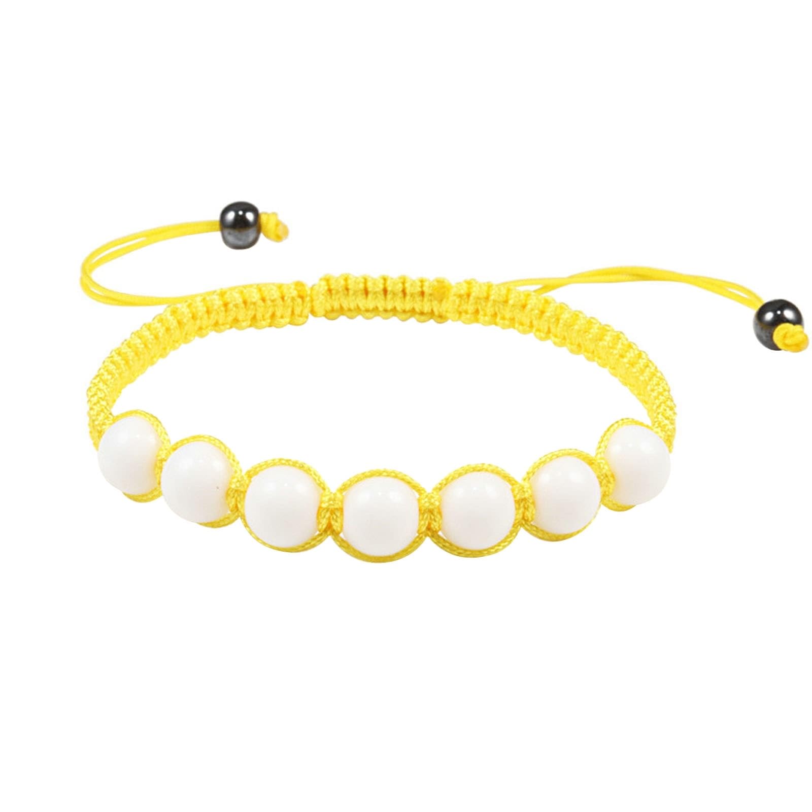 Bracelet perles 8mm crystal blanc tressé élastique anti-rupture 17cm