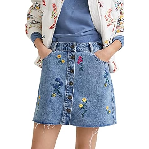 Desigual Women's Floral Denim Miniskirt Cover