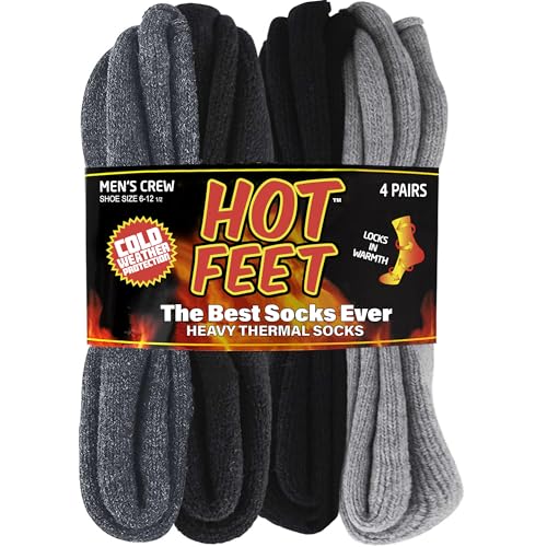 Hot Feet Thermal Socks For Men, Extreme Cold Weather, 2/4 Pack Thick Warm Soc...