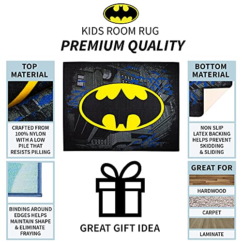 Franco Kids Room Non Slip Area Rug, 69 in x 52 in, Batman