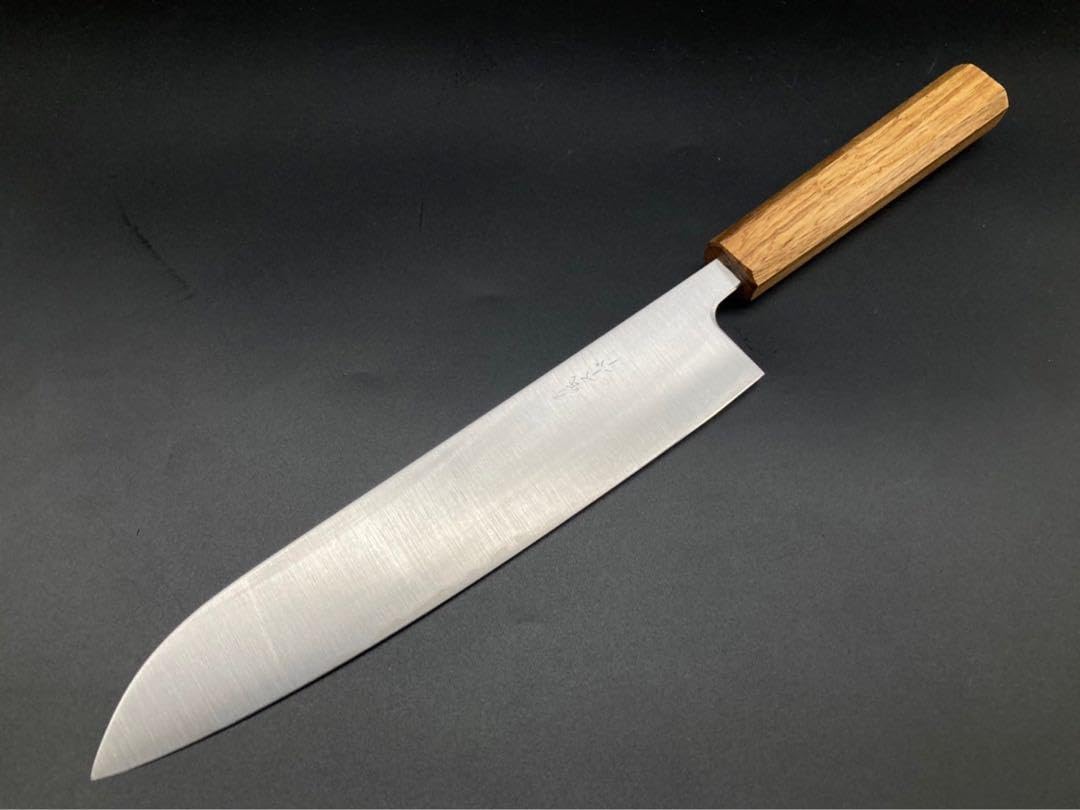 Amazon.co.jp: 青ガミスーパー鋼 割り 牛刀230mm 樫木柄 : ホーム 