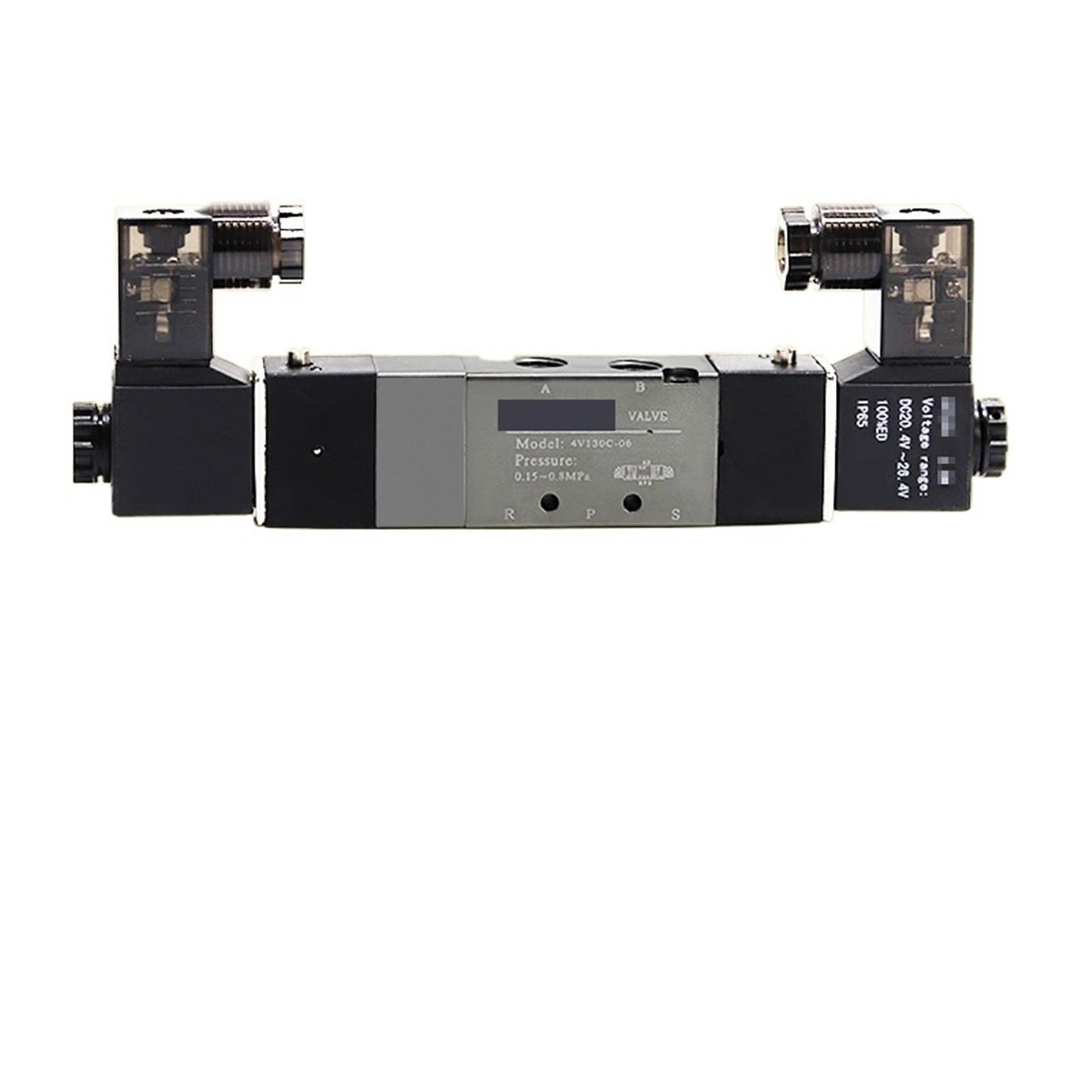 1pcs 4V130 4V230 4V330 4V430 Pneumatic 5 Way Center Close Air Solenoid Valve Block Manifold Plate with Fitting DC24V 12V AC110V 220V(4V130C-06 DC24V,No Fittings)