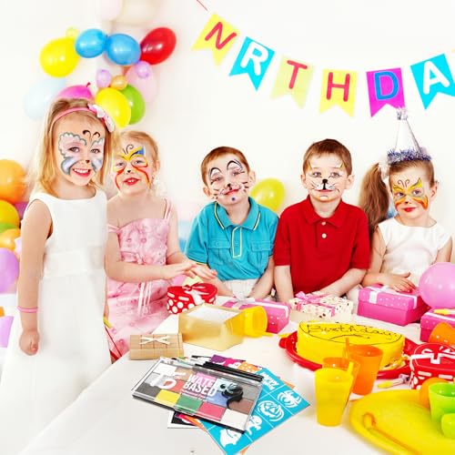 Newthinking Face Painting Kit for Children and Adults, 15 Colors Face Painting with Stencils and Brushes, Professional Non-Toxic UV Facepaint for Festivals, Parties, Halloween, Makeup, Cosplay - Image 6