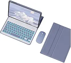 Capa Para iPad 10ª Geração /10.9in 2022 Com Teclado e mouse (Cinza Lavanda, Teclado retroiluminado)